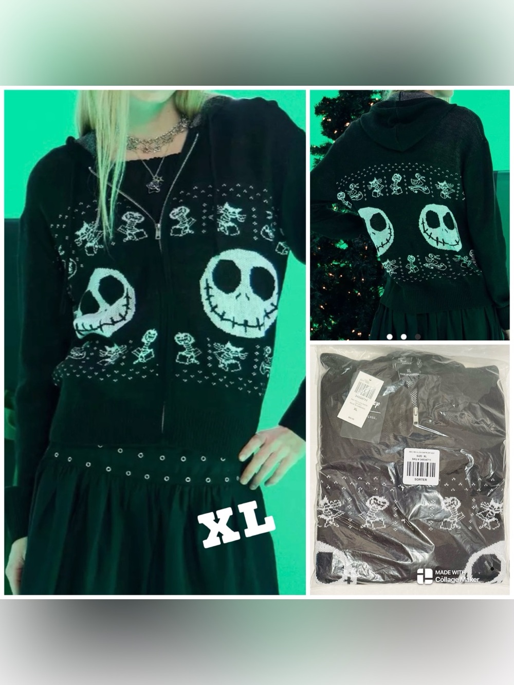 Her Universe NWT Women’s The Nightmare Before Christmas Jack Fair Isle Hoodie